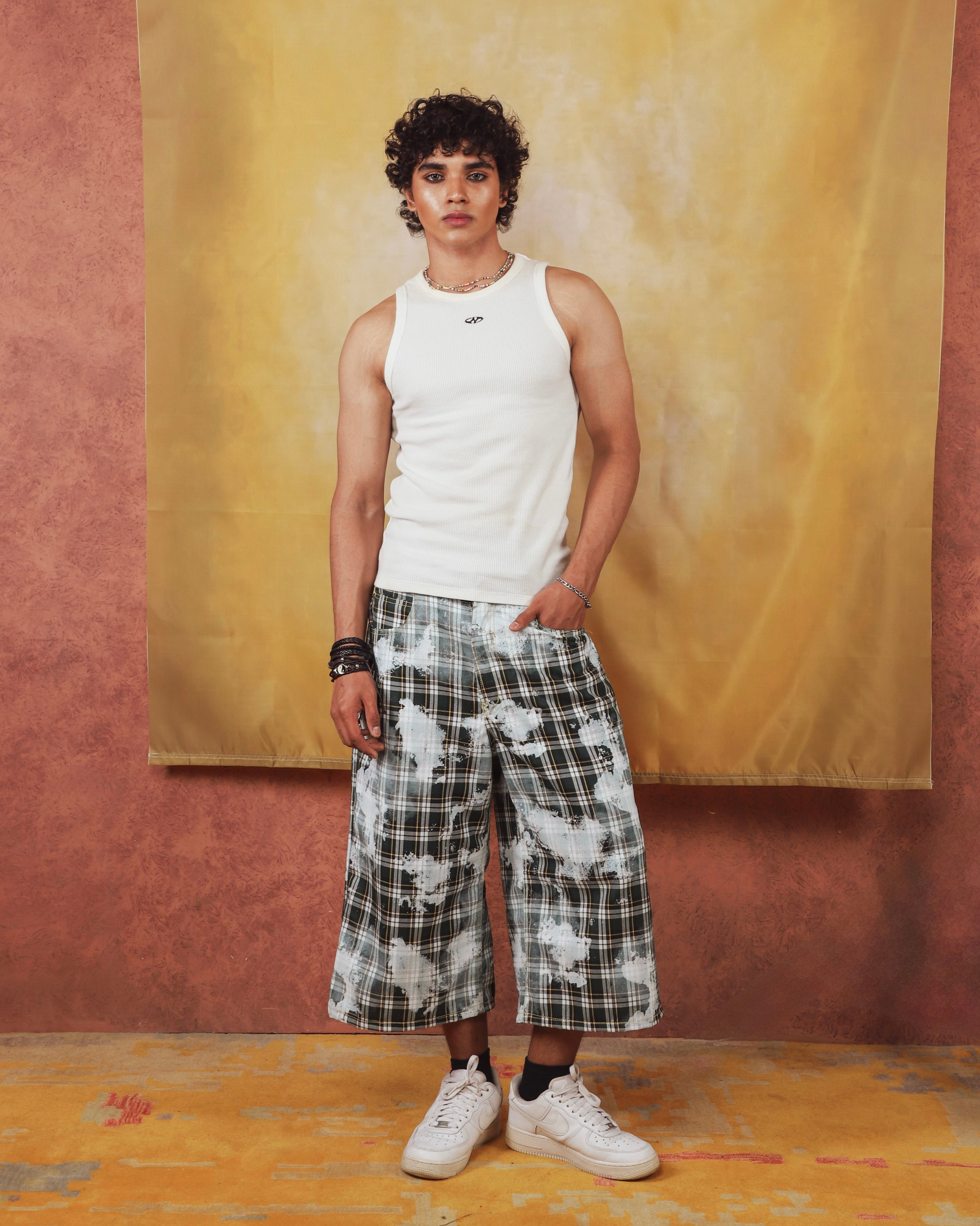 Green Checkered Jorts