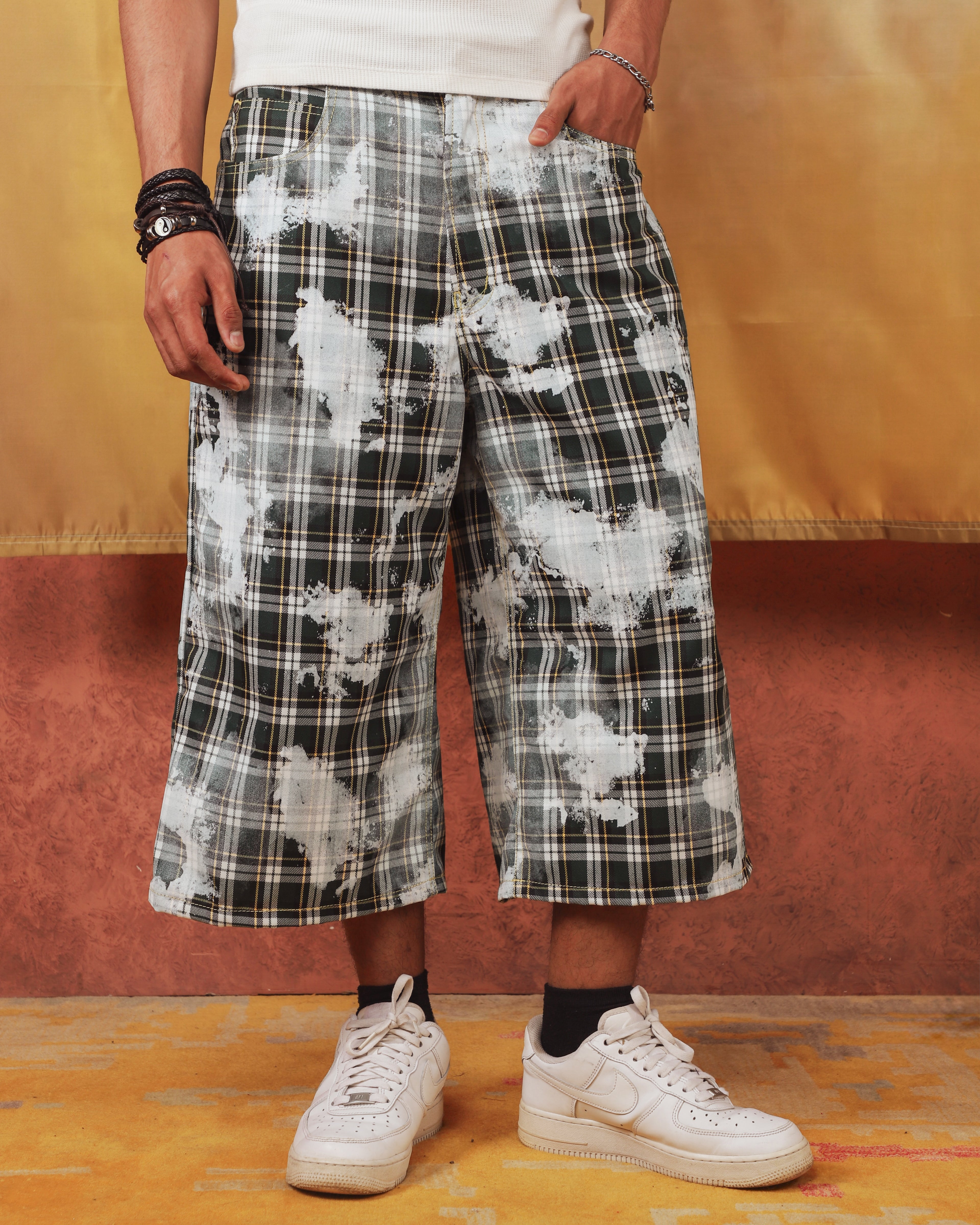 Green Checkered Jorts