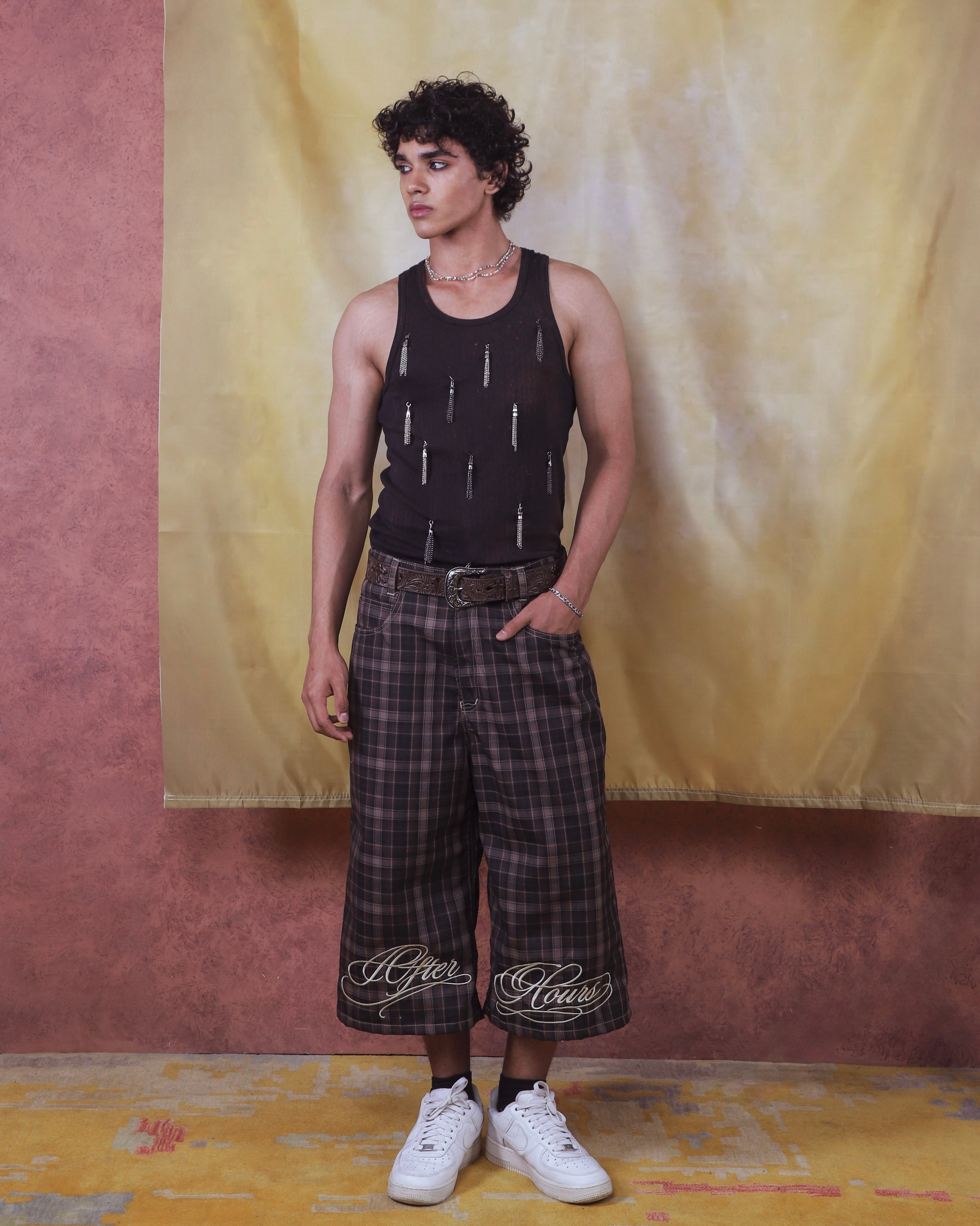 Brown Checkered Jorts
