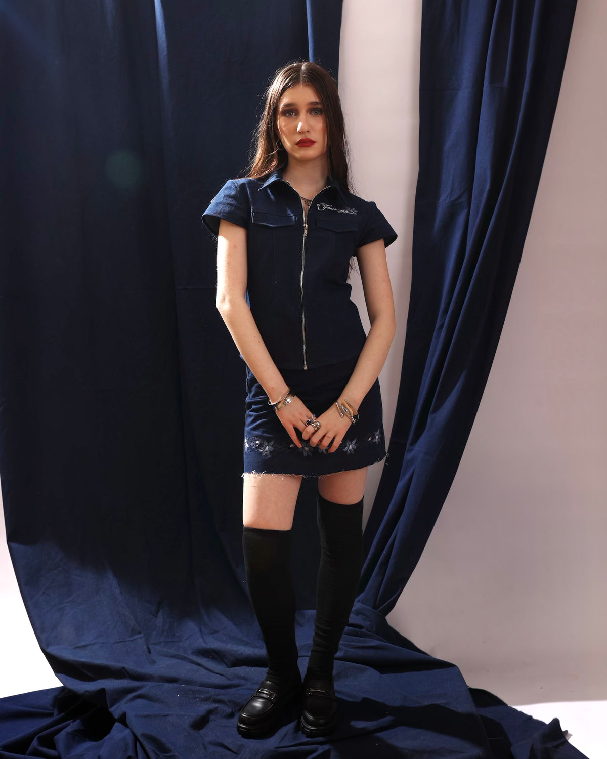 Midnight Indigo Embroidered Shirt