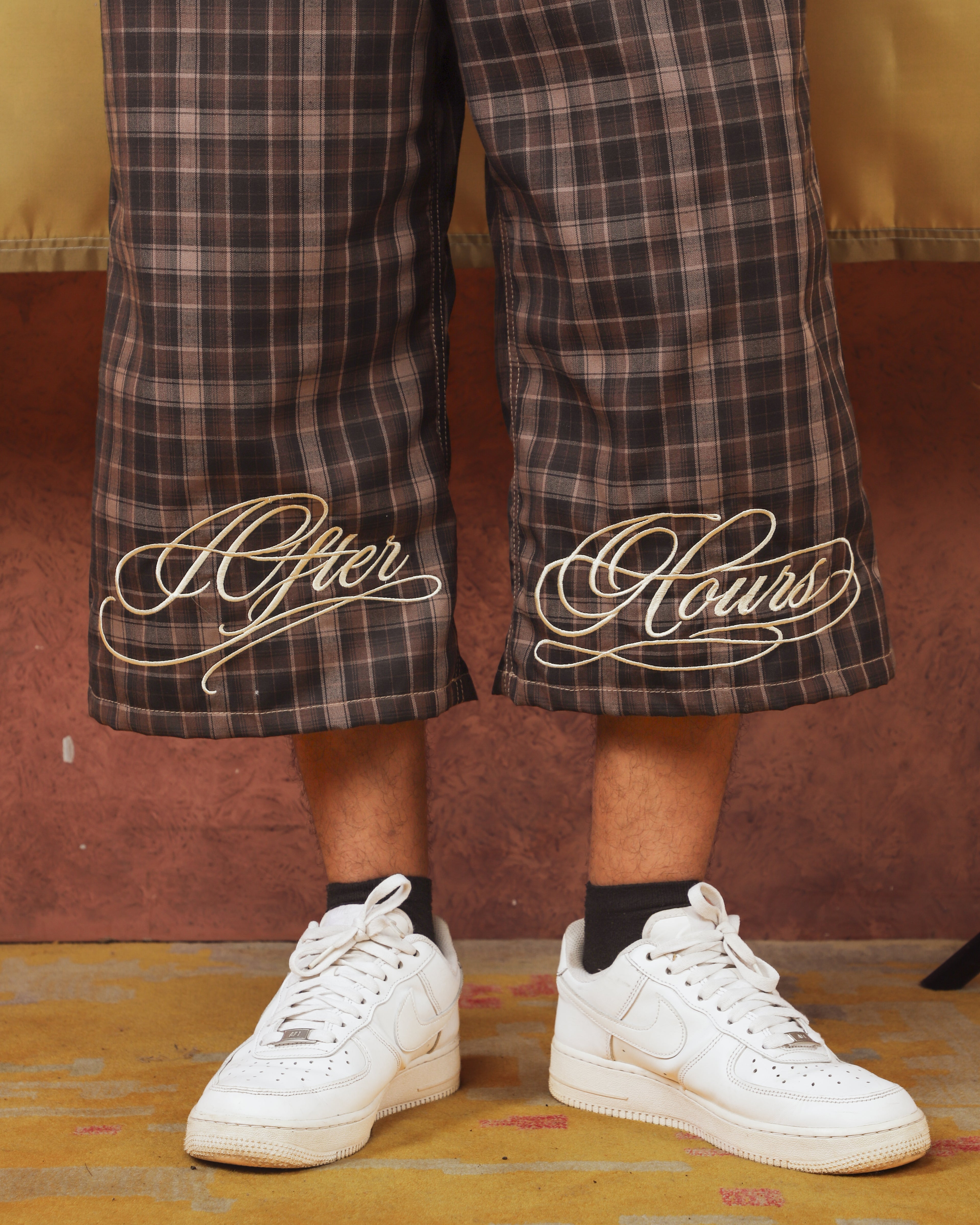 Brown Checkered Jorts