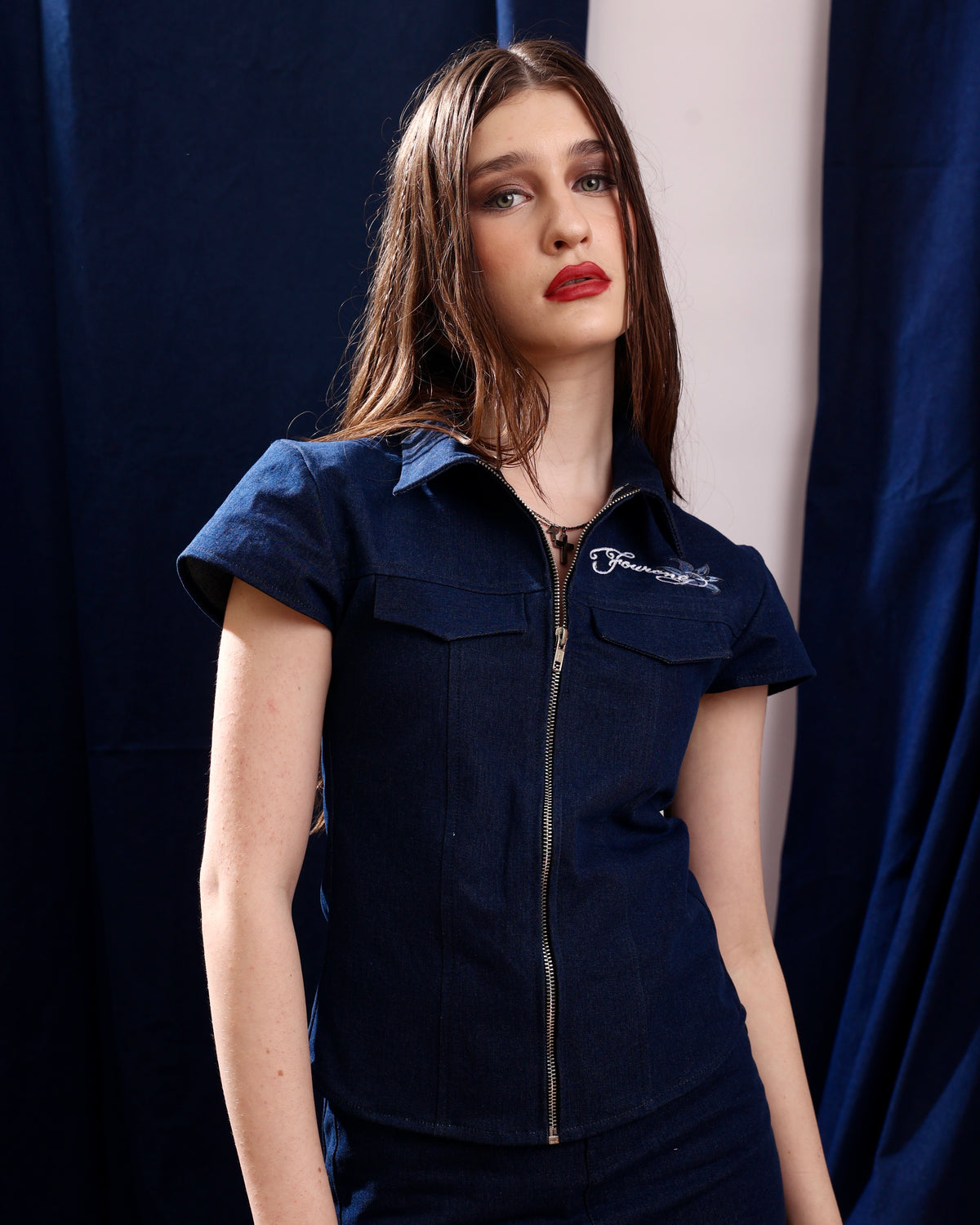 Midnight Indigo Embroidered Shirt