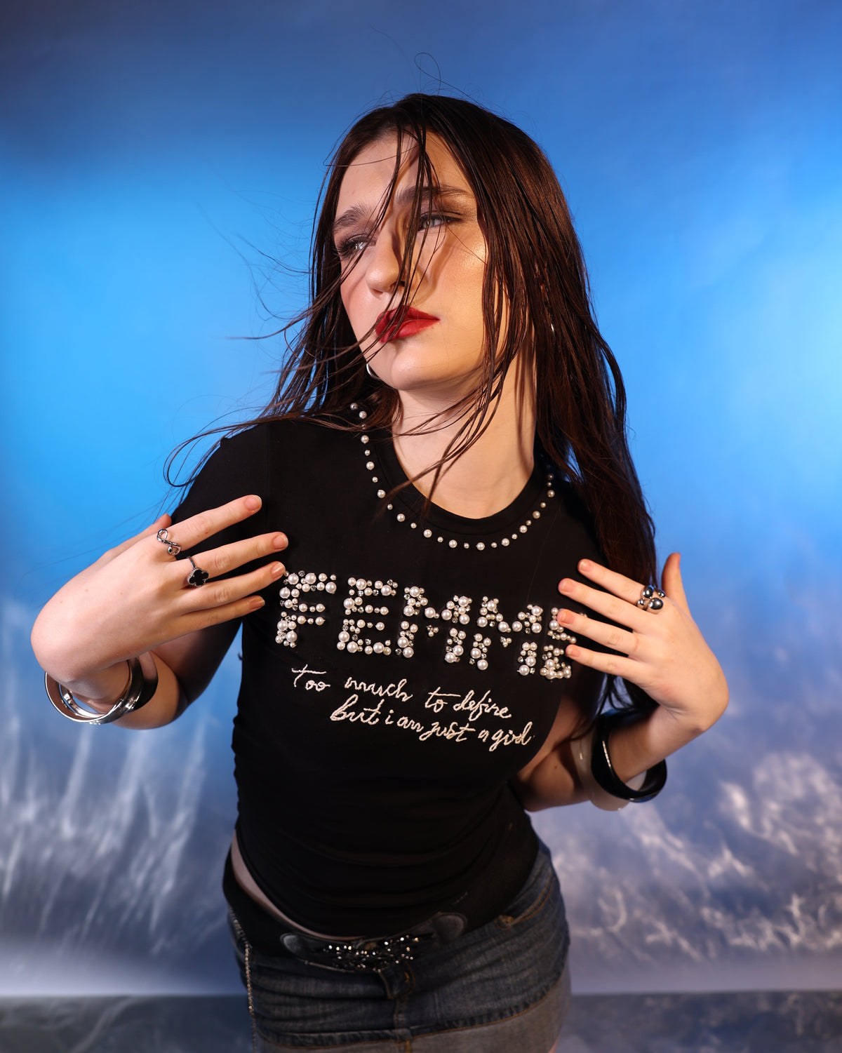 Black Femme Pearl Crop Top