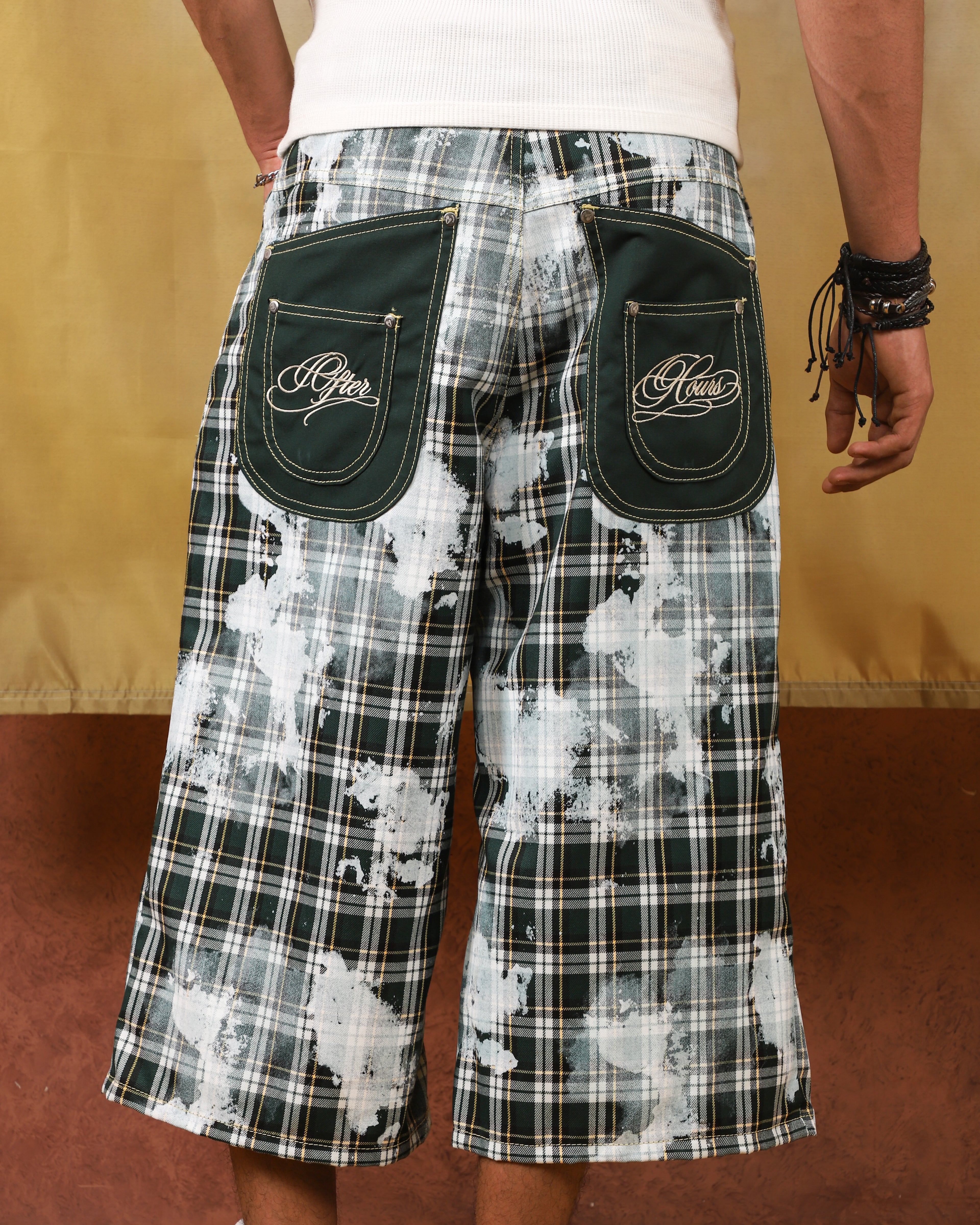 Green Checkered Jorts