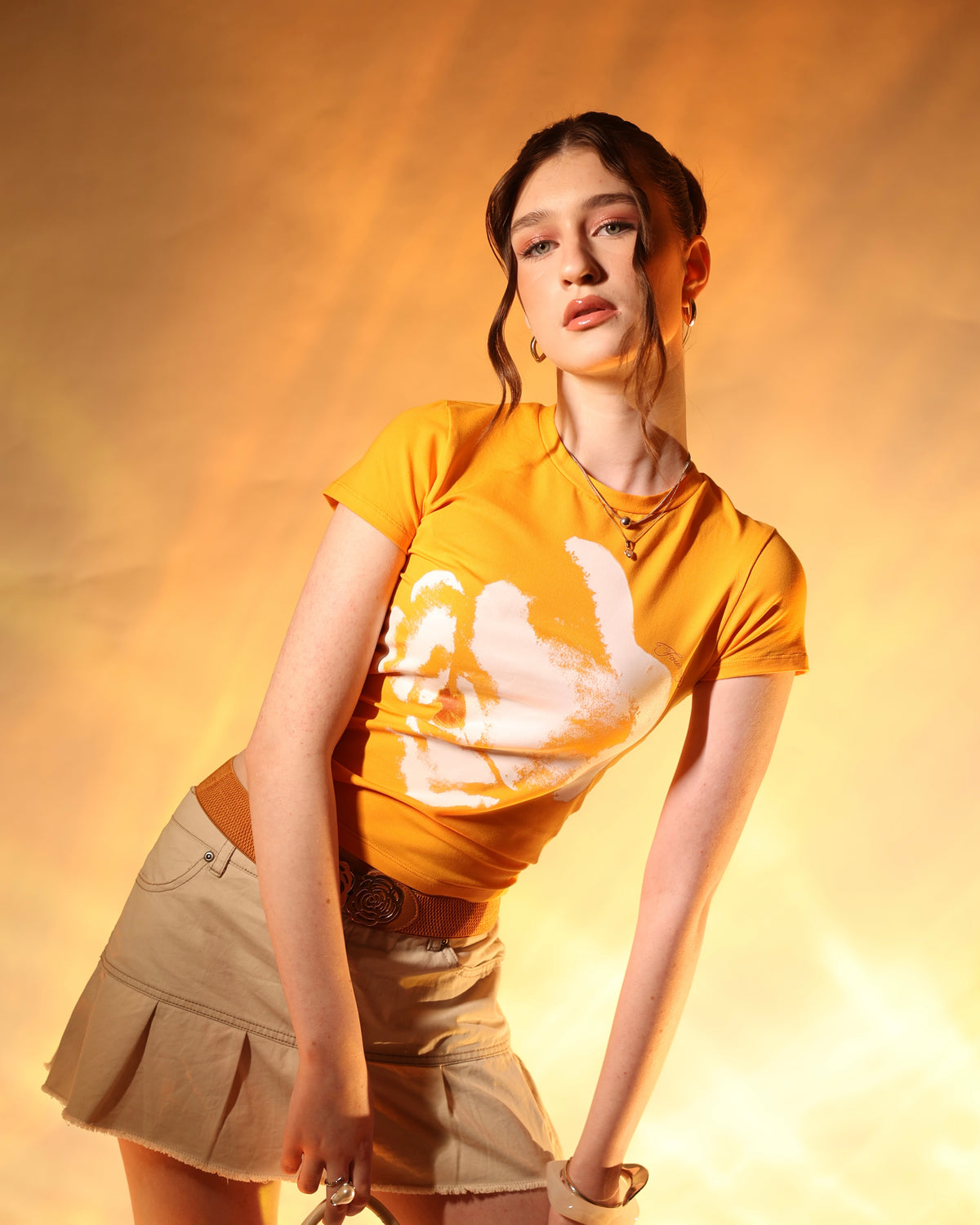 Tangerine Flora Crop Top