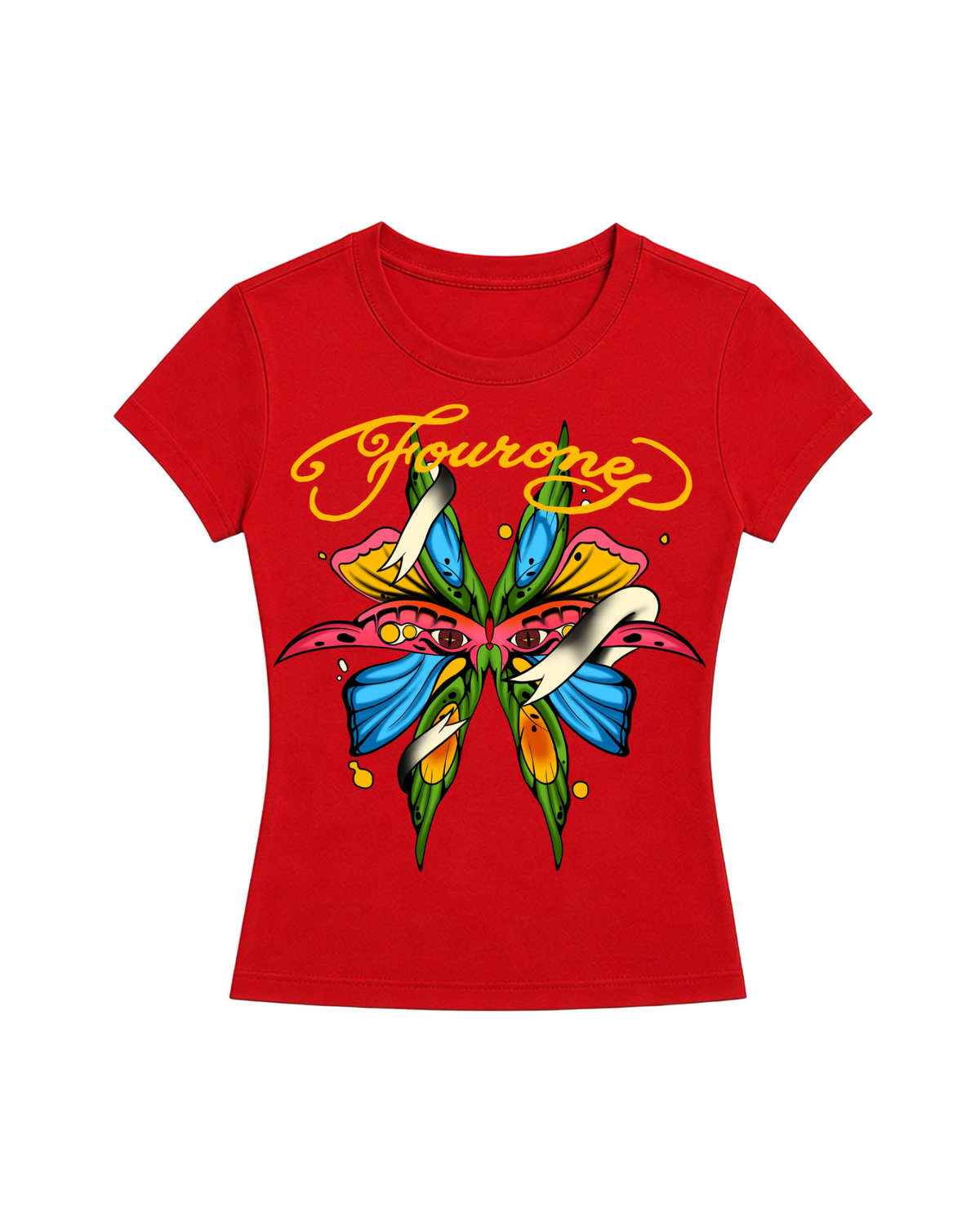 Red Butterfly Crop Top