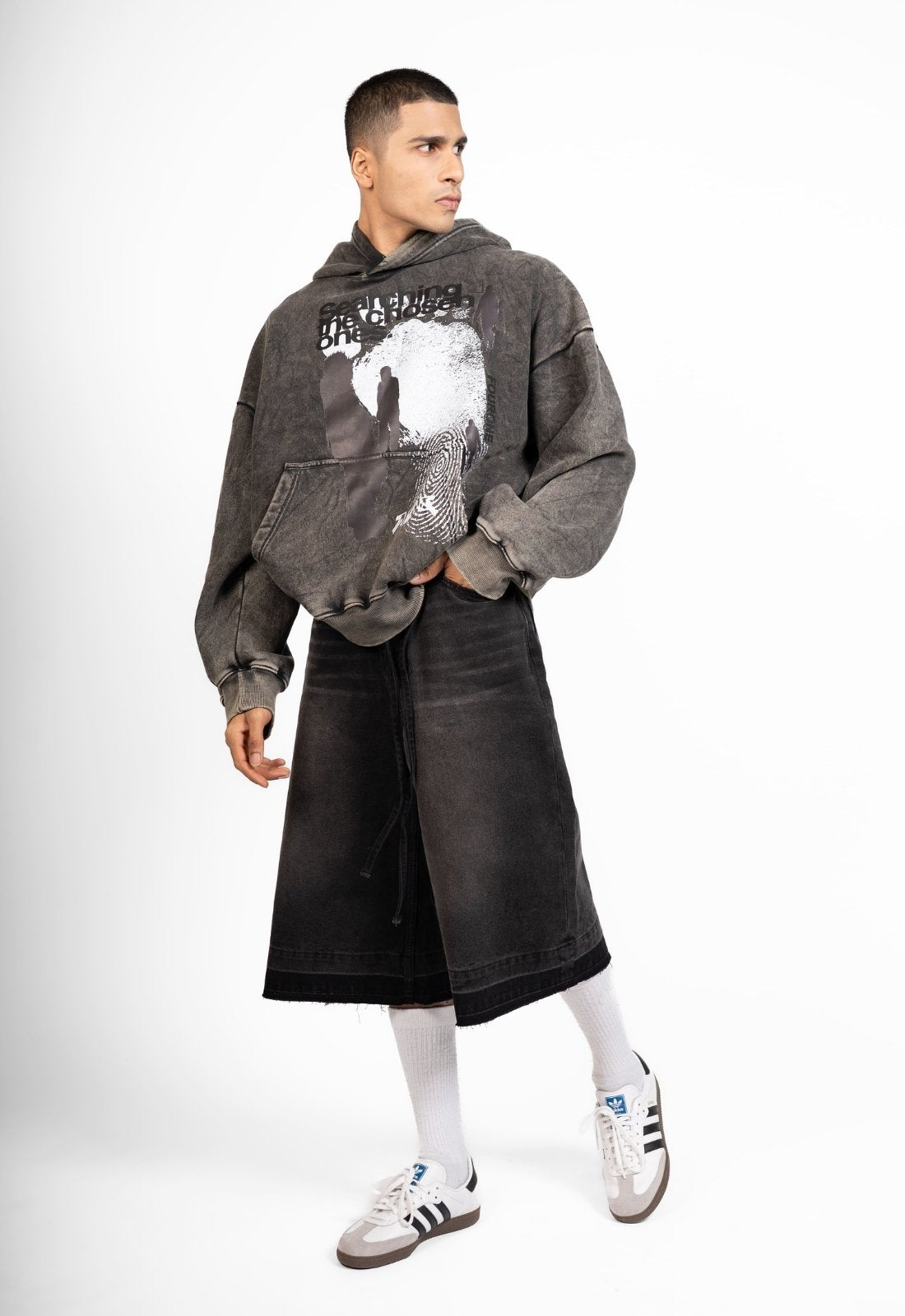Grey Washed Searching Hoodie